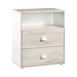 COMMODE 2 TIROIRS 1 NICHE - SMILE HETRE CENDRE - SAUTHON BABY PRICE